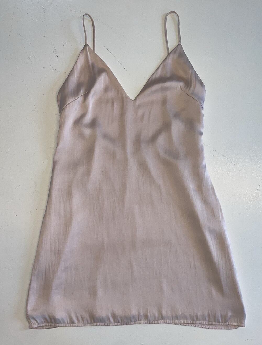 Lovers & Friends XS Womens Mini Slip Dress Beige Blush Satin Adjustable Straps